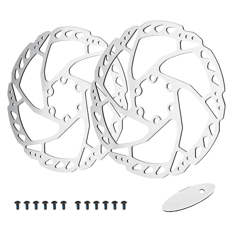 RUJOI 160mm Disc Brake Rotor, Discs brake rotors with 6 Bolts and MTB disc brake pads adjuster Fit for Shimano/Tektro/TRP Brake lock (2 pcs 160mm rotors with 12 bolts screw) - Image 1
